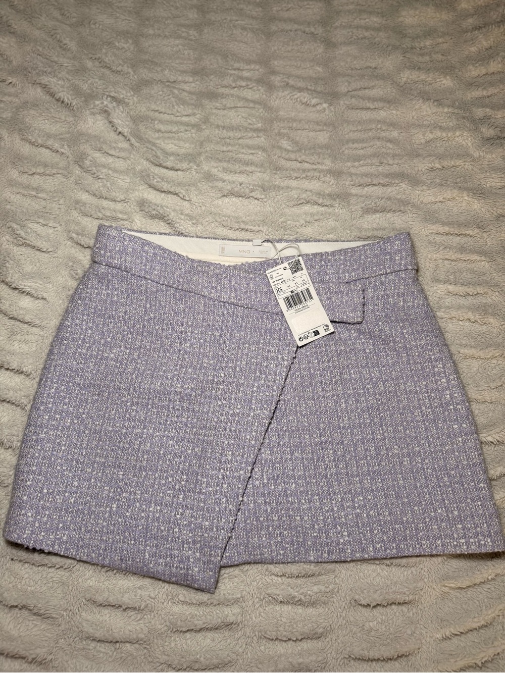 Mango MNG Lilac Tweed Wrap Mini Skirt XS NWT